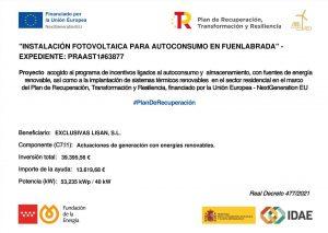 Concesion Ayudas IDAE Fotovoltaica Exclusivas Lisan